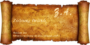 Zolnay Anikó névjegykártya